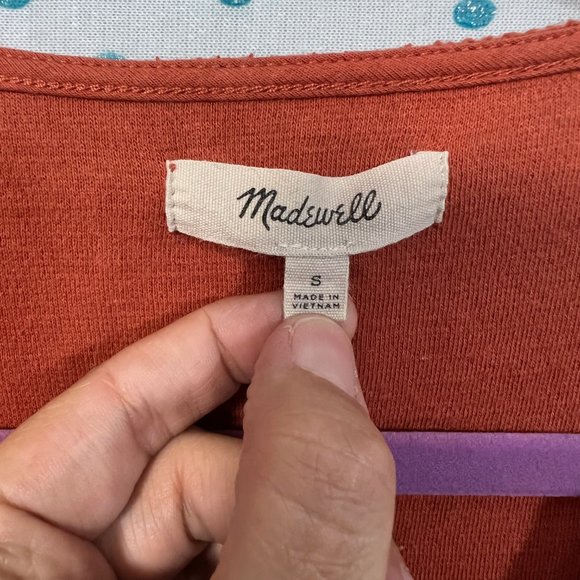 Madewell Burnt Orange Textured & Tread Tie-Front Top - Picture 5 of 6